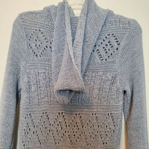 BCBG Maxazria Knit Long Cardigan Sweater Gray Duster Size Medium Button Front - Picture 6 of 13